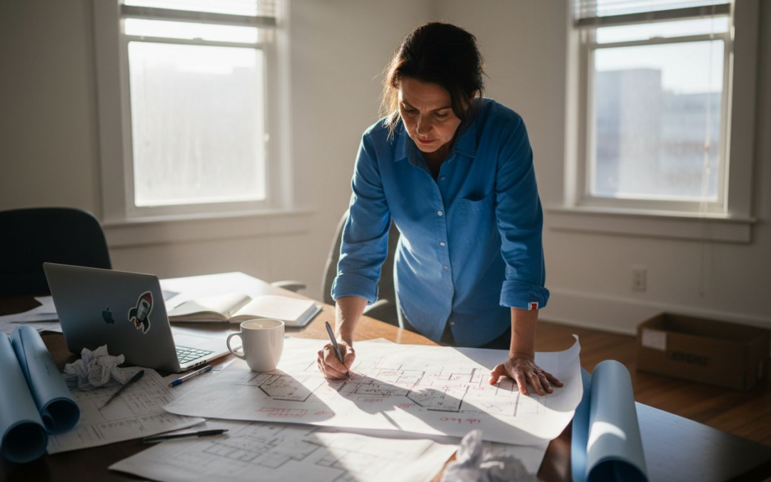 Project manager reviewing commercial renovation plans