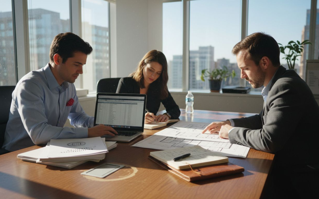 Team reviews commercial renovation documents