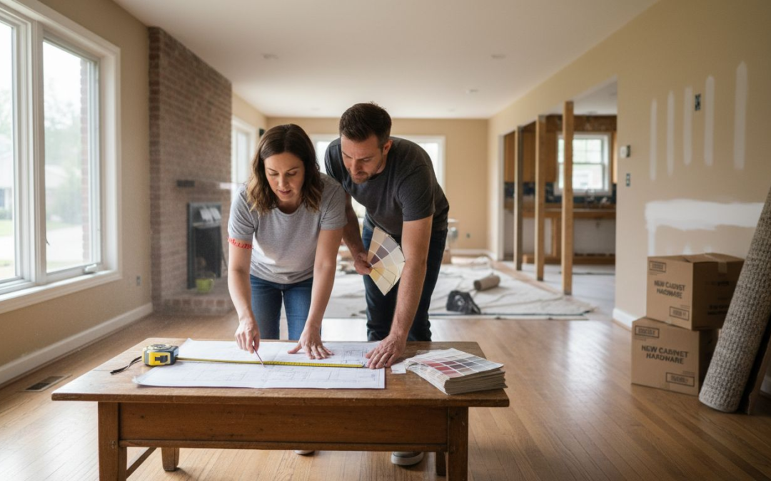 Homeowners planning remodeling project upgrades