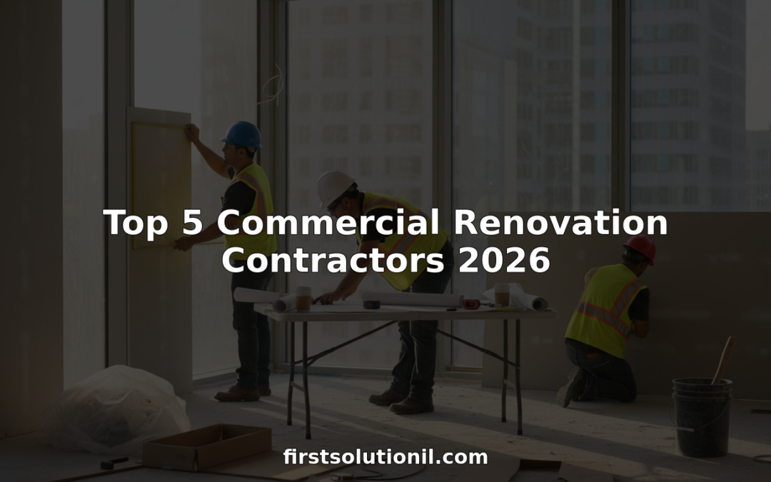 Contractors renovating unfinished commercial office