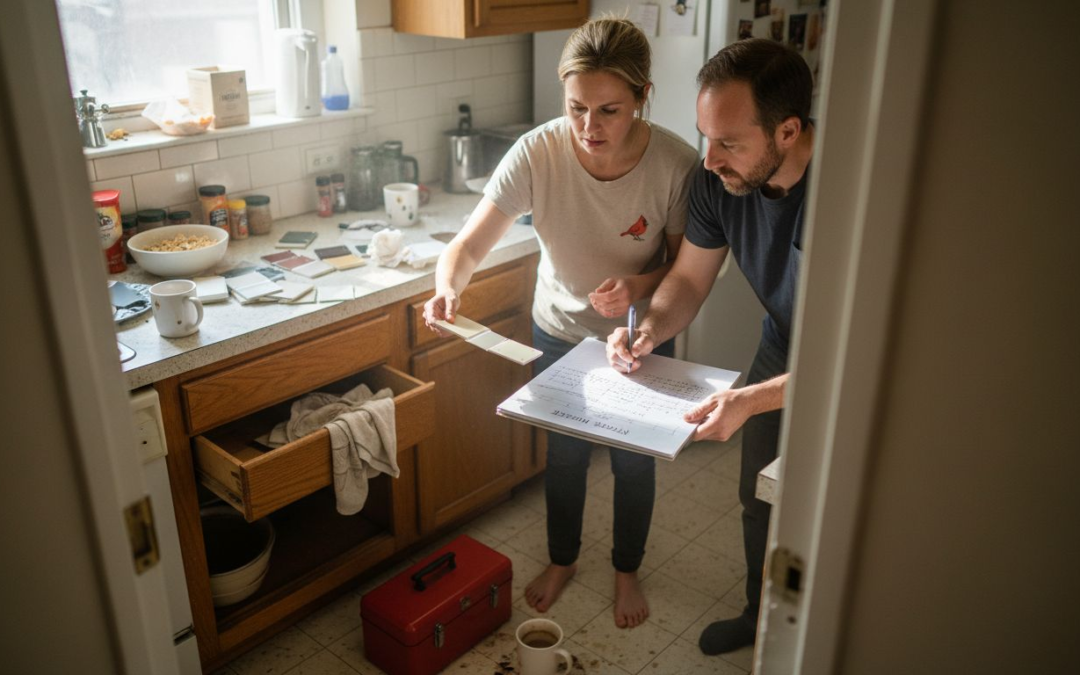 Illinois couple choosing kitchen remodel materials