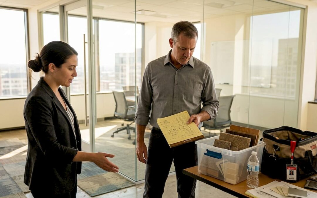 Facilities manager reviews office upgrade plans