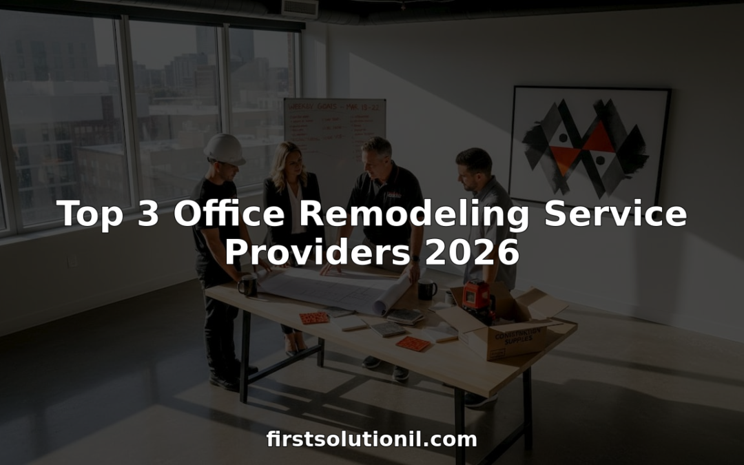 Remodeling team consulting over plans in office