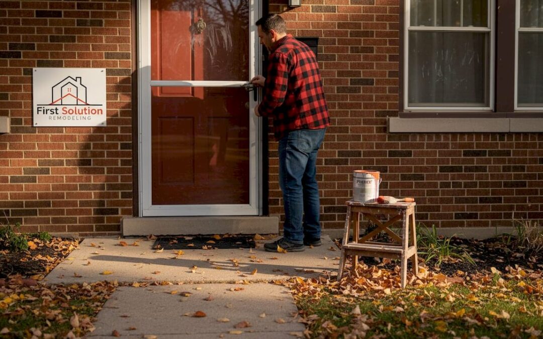 Homeowner prepping bungalow exterior for sale
